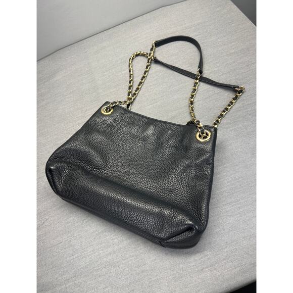 Michael Kors Jet Set Medium Black Pebbled Leather Crossbody Bag - Picture 11 of 11